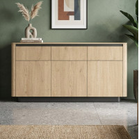 Комод з телескопічними напрямними Perfect Home Torro 3D3S/163 163,2x82,9x38,1 Дуб кремона/Чорний (PFH-091415)