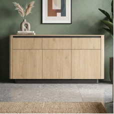 Комод з телескопічними напрямними Perfect Home Torro 3D3S/163 163,2x82,9x38,1 Дуб кремона/Чорний (PFH-091415)