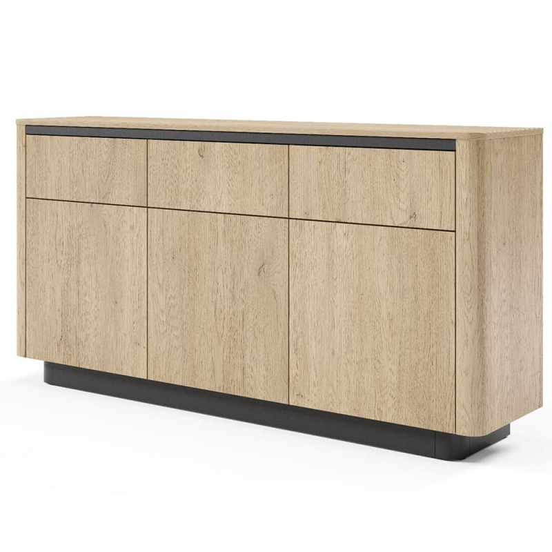 Комод з телескопічними напрямними Perfect Home Torro 3D3S/163 163,2x82,9x38,1 Дуб кремона/Чорний (PFH-091415)