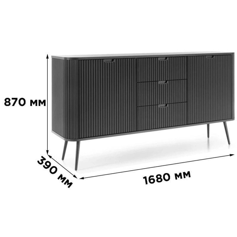 Комод з телескопічними напрямними Perfect Home Zova KSZ168 2D3S 168x87x39 Чорний (чорні ніжки) (PFH-091370)