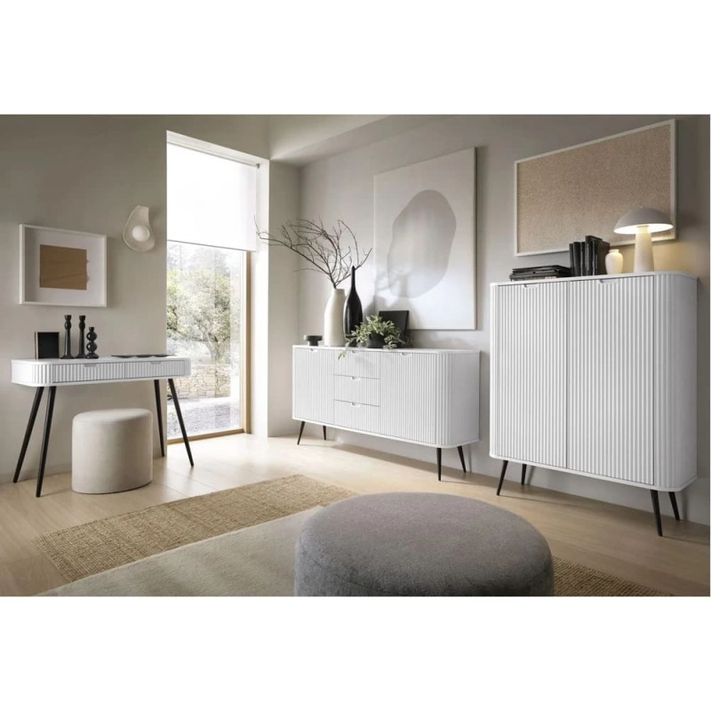 Туалетний столик з телескопічними напрямними Perfect Home Zova T103 103x80x49 см Білий (чорні ніжки) (PFH-091298)