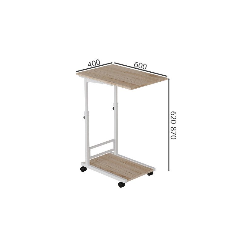 Стол приставной Ferrum-decor Френу 62x40x60 металл Белый ДСП Дуб Сан-Марино 16мм (FRD-102513)
