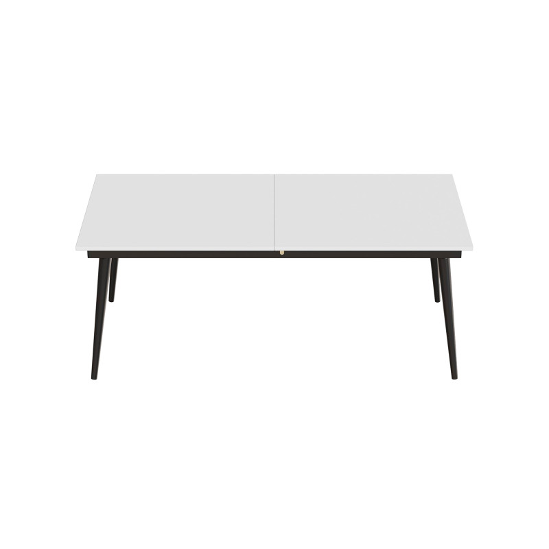 Стіл трансформер журнальний Dandi Small Ferrum-decor 45x120 160)x60 Чорний метал ДСП Білий 16 мм (FRD-106791)