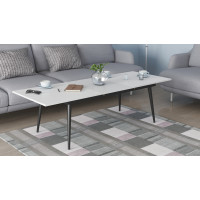Стол трансформер журнальный Dandi Small Ferrum-decor 45x120 160)x60 Черный металл ДСП Белый 16 мм (FRD-106791)