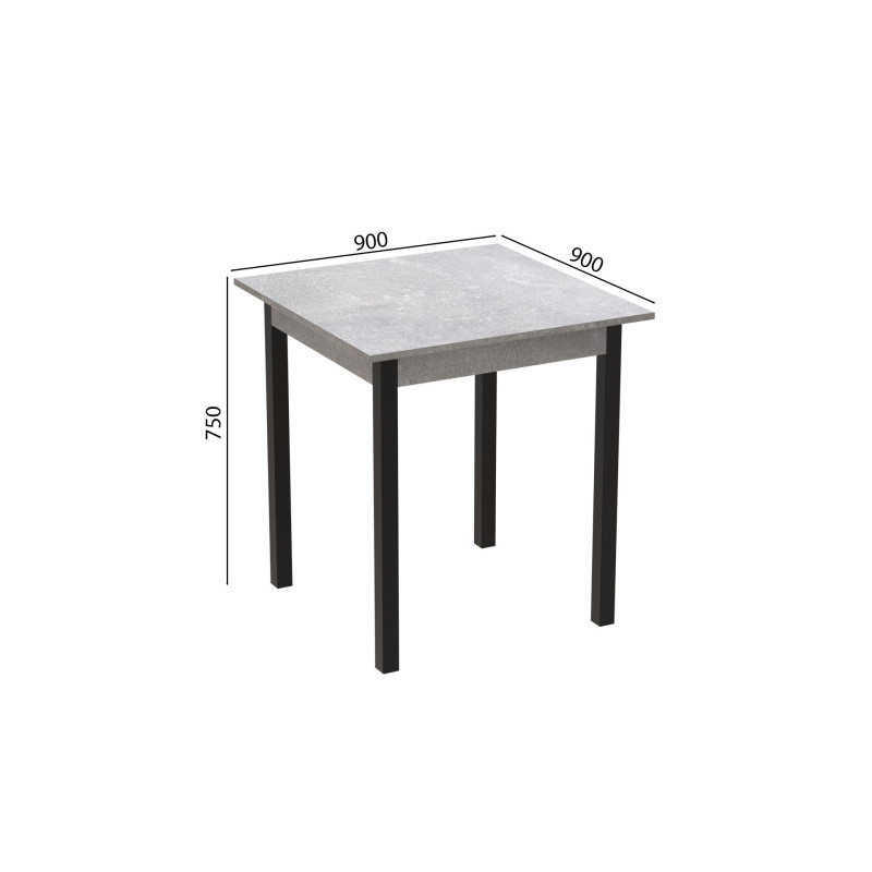 Стол кухонный Ferrum-decor Диего 75x90x90 Черный ДСП Бетон 16мм (FRD-105581)