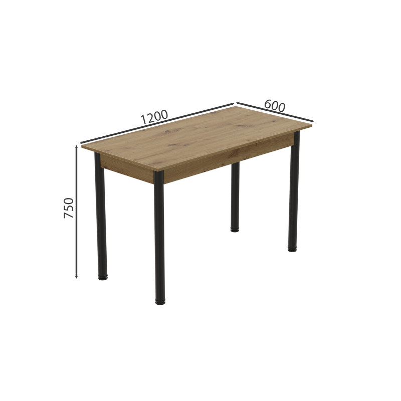 Стол кухонный Ferrum-decor Бенита 75x120x60 Черный ДСП Дуб Артизан 16мм (FRD-105691)