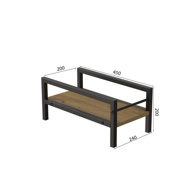 Підставка для системного блоку Ferrum-decor Нікі 21x24x45 Чорний ДСП Дуб Артизан 16мм (FRD-105291)