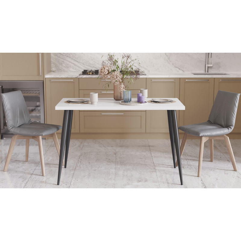 Стол кухонный Марсель 50 Ferrum-decor 75x120x60 Черный металл ДСП Белый 32 мм (FRD-106701)