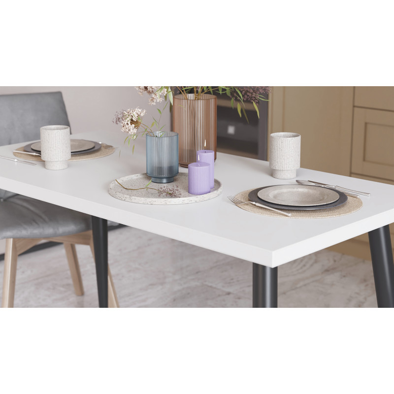 Стол кухонный Марсель 50 Ferrum-decor 75x120x60 Черный металл ДСП Белый 32 мм (FRD-106701)