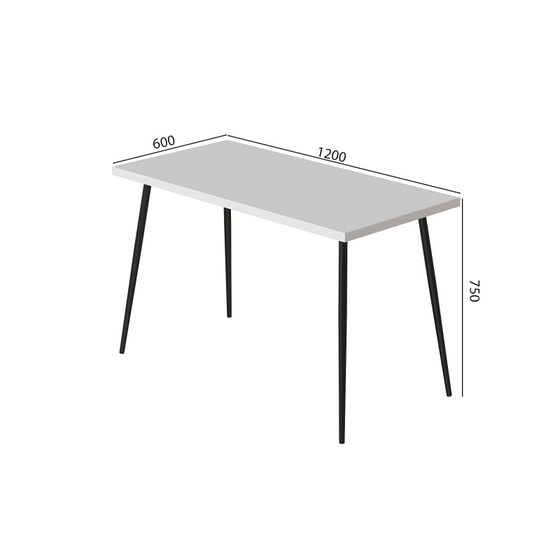 Стол кухонный Марсель 30 Ferrum-decor 75x120x60 Черный металл ДСП Белый 32 мм (FRD-106741)