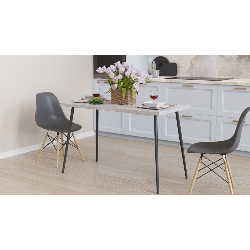 Стол кухонный Марсель 40 Ferrum-decor 75x120x70 Черный металл ДСП Бетон 16 мм (FRD-106761)