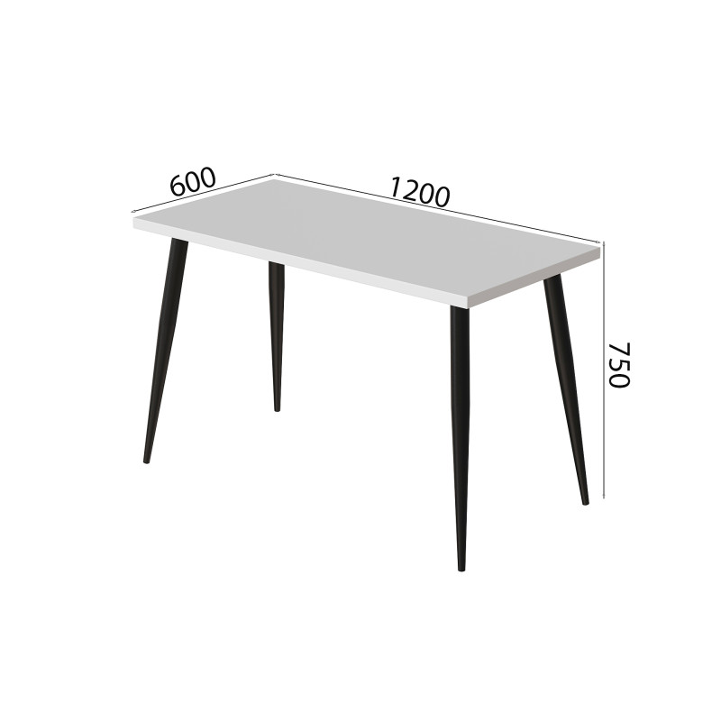 Стол кухонный Марсель 50 Ferrum-decor 75x120x60 Черный металл ДСП Белый 32 мм (FRD-106701)