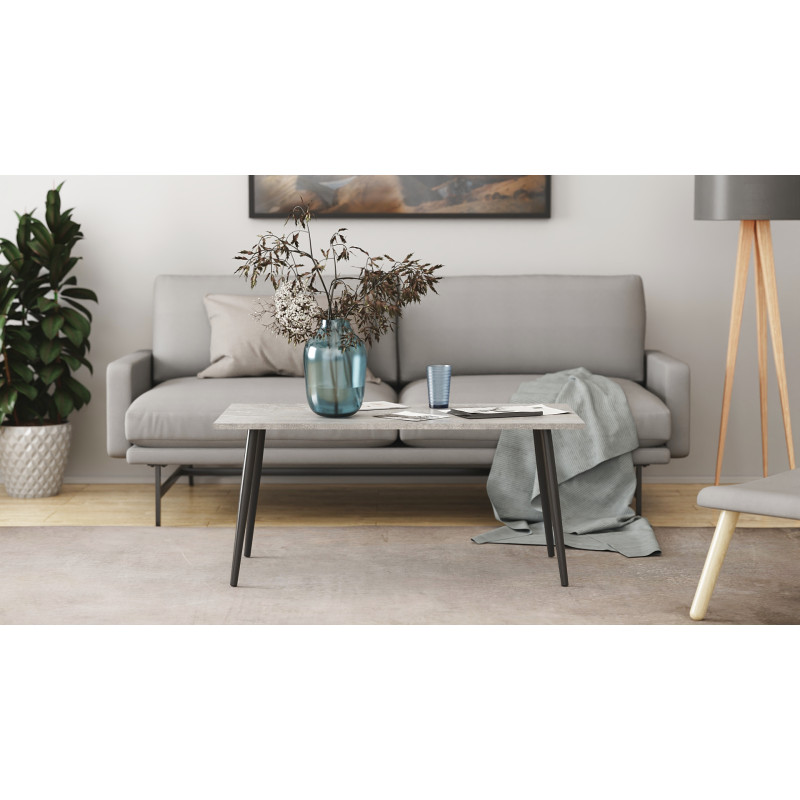 Стіл журнальний Монтана Ferrum-decor 45x100x50 Чорний метал ДСП Бетон 16 мм (FRD-106711)
