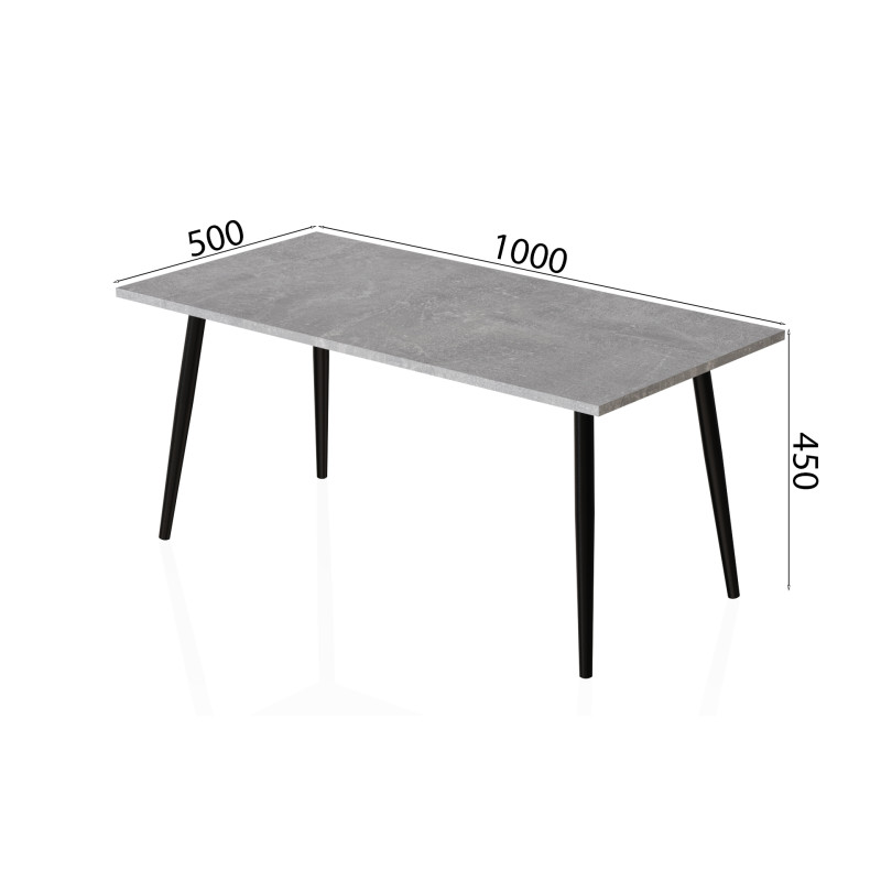 Стіл журнальний Монтана Ferrum-decor 45x100x50 Чорний метал ДСП Бетон 16 мм (FRD-106711)