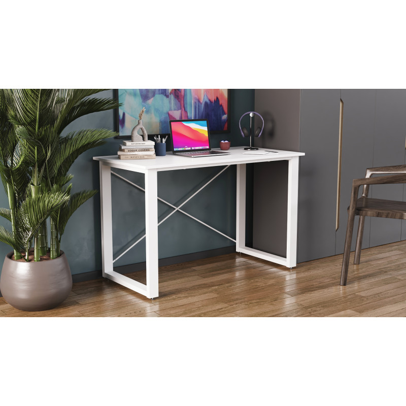 Письмовий стіл Ferrum-decor Драйв 750x1400x600 Білий метал ДСП Біле 16 мм (FRD-103143)