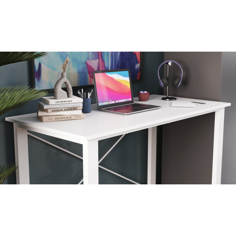 Письмовий стіл Ferrum-decor Драйв 750x1400x600 Білий метал ДСП Біле 16 мм (FRD-103143)