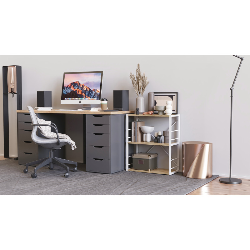 Етажерка 3/60 Ferrum-decor Серії Конект 75x60x28 білий ДСП Дуб Сонома 16мм (FRD-104263)