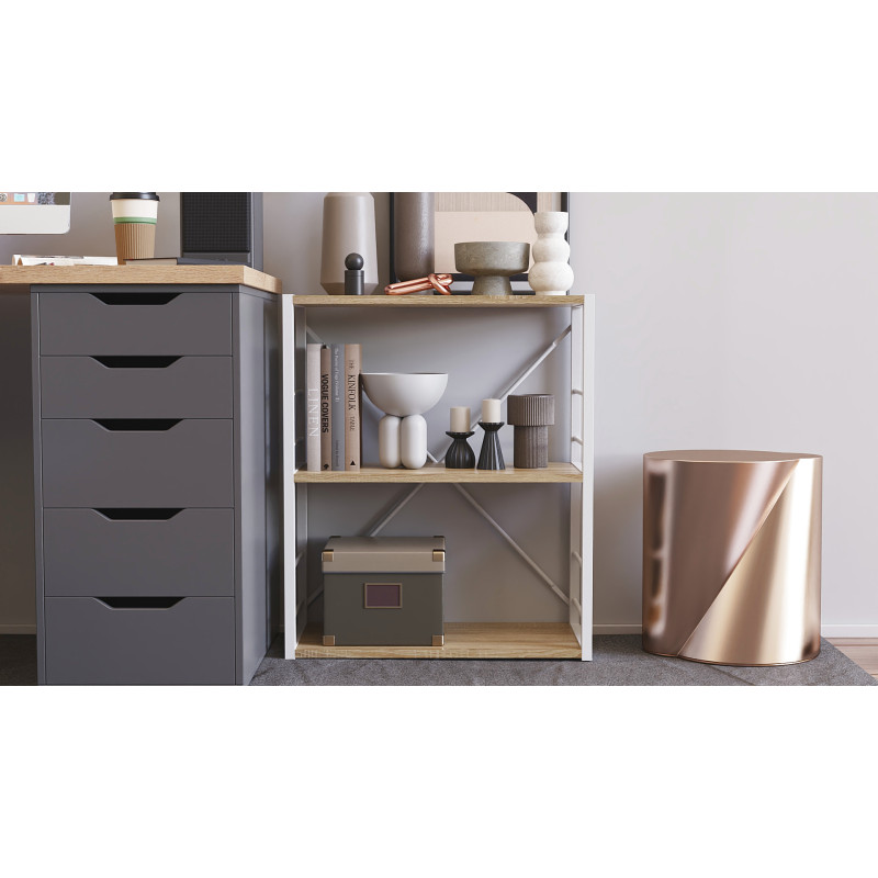 Етажерка 3/60 Ferrum-decor Серії Конект 75x60x28 білий ДСП Дуб Сонома 16мм (FRD-104263)