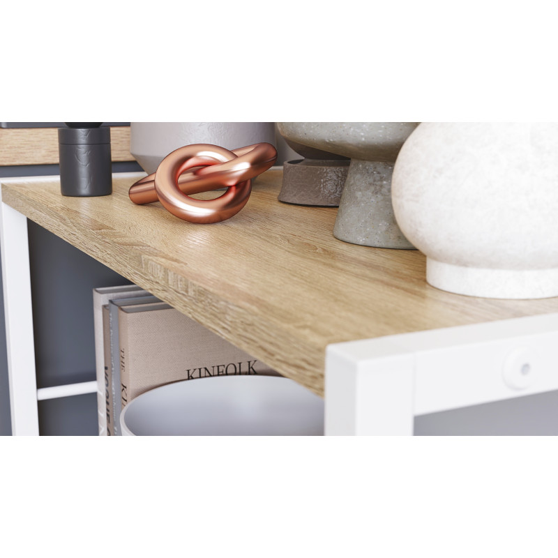 Етажерка 3/60 Ferrum-decor Серії Конект 75x60x28 білий ДСП Дуб Сонома 16мм (FRD-104263)