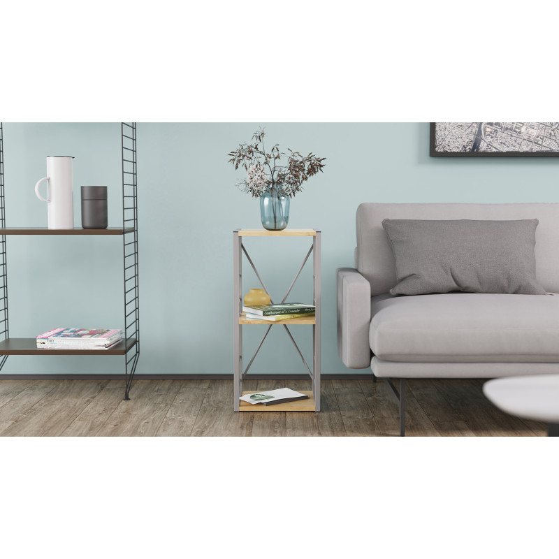Етажерка 3/34 Ferrum-decor Серії Конект 73x34x28 сірий ДСП Дуб Артизан 16мм (FRD-104303)