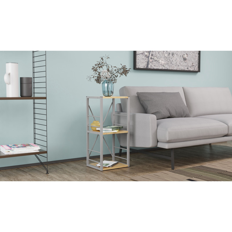 Етажерка 3/34 Ferrum-decor Серії Конект 73x34x28 сірий ДСП Дуб Артизан 16мм (FRD-104303)