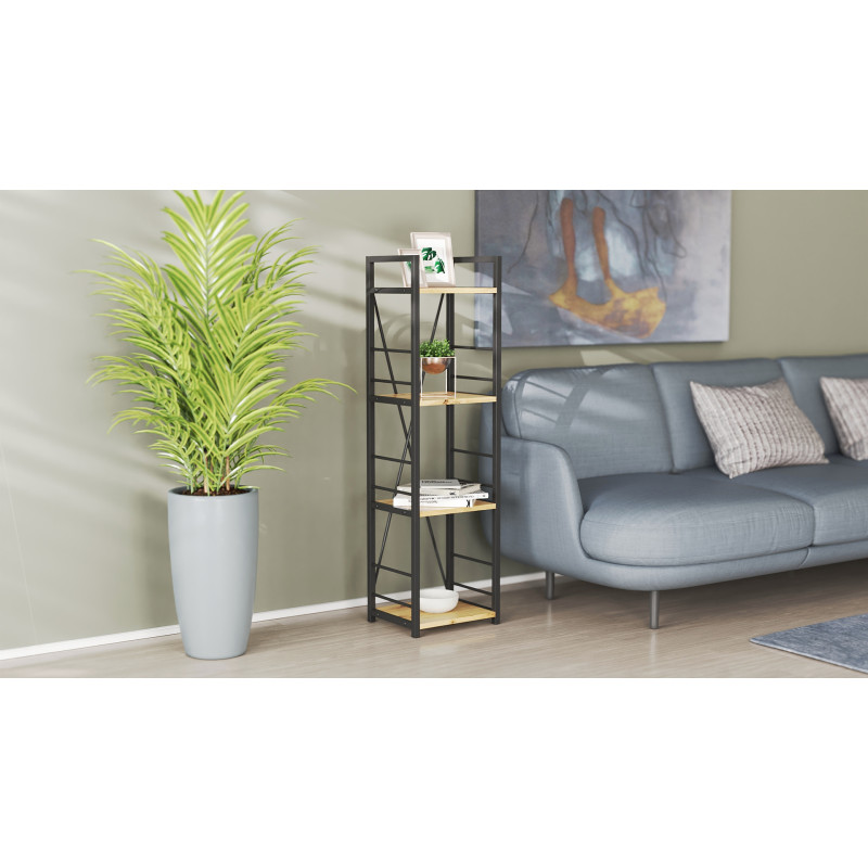 Этажерка 4/34 Ferrum-decor Серии Конект 120x34x28 черный ДСП Дуб Артизан 16мм (FRD-104273)