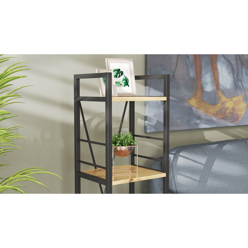 Этажерка 4/34 Ferrum-decor Серии Конект 120x34x28 черный ДСП Дуб Артизан 16мм (FRD-104273)