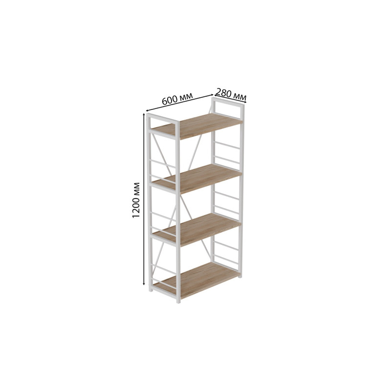 Етажерка 4/60 Ferrum-decor Серії Конект 120x60x28 білий ДСП Дуб Сан-Марино 16мм (FRD-104243)