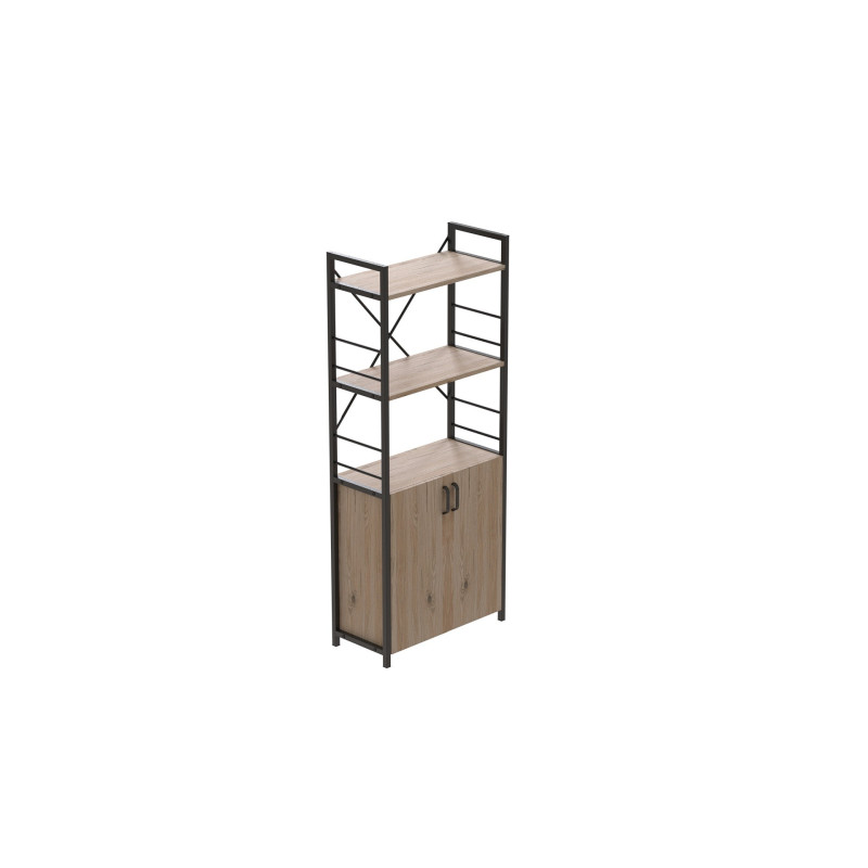 Етажерка 3/60 Ferrum-decor Серії Конект з тумбою 144x60x28 Чорний ДСП Сан-Марино (FRD-104443)