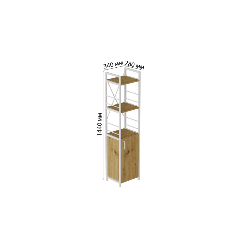Етажерка 3/34 Ferrum-decor Серії Конект із тумбою 144x34x28 Білий ДСП Артизан (FRD-104433)