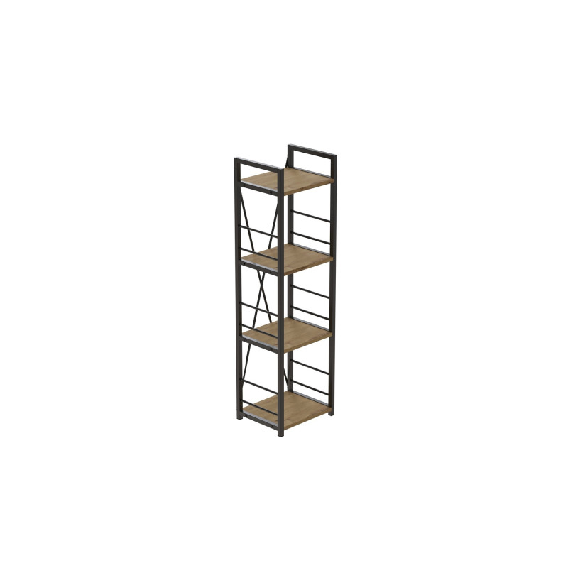 Этажерка 4/34 Ferrum-decor Серии Конект 120x34x28 черный ДСП Дуб Артизан 16мм (FRD-104273)