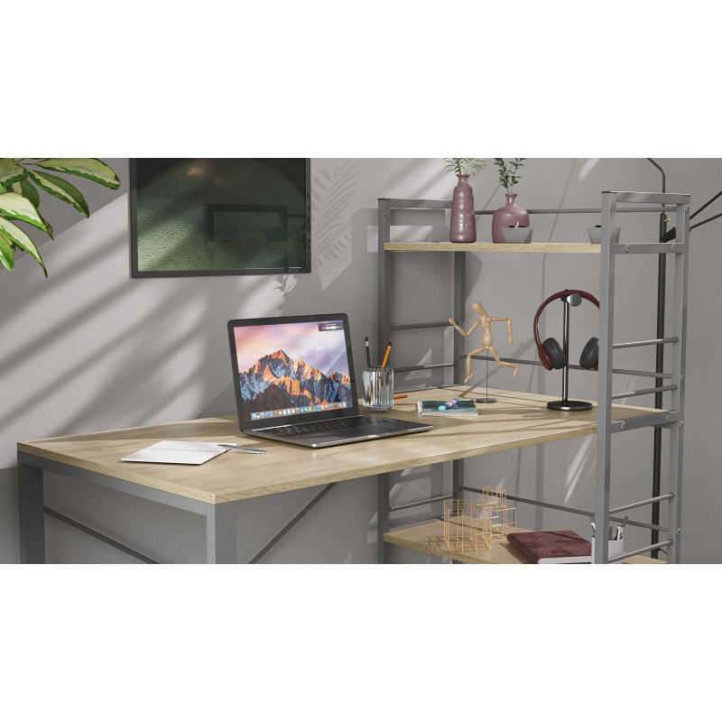 Письмовий стіл Ferrum-decor Серії Конект з етажеркою 75x120x600 сірий ДСП Дуб Сонома 16мм (FRD-104233)