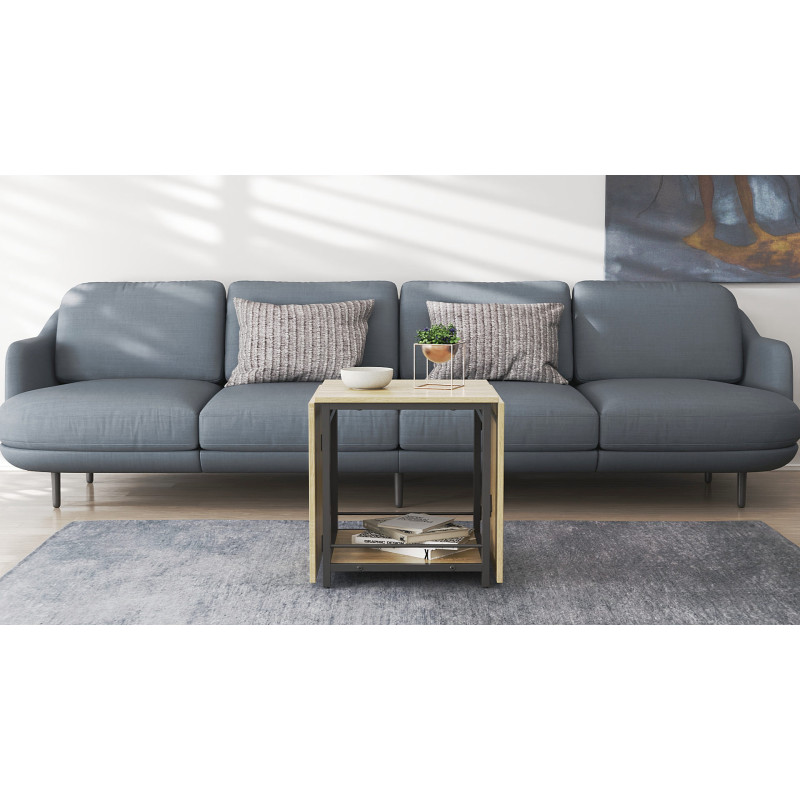 Стіл журнальний трансформер Куб Комбо Ferrum-decor 540x532x500 Чорний метал ДСП - Дуб Сонома 16 мм (FRD-105153)