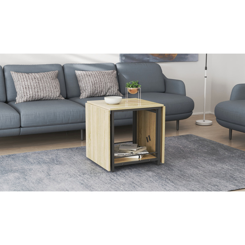 Стіл журнальний трансформер Куб Комбо Ferrum-decor 540x532x500 Чорний метал ДСП - Дуб Сонома 16 мм (FRD-105153)