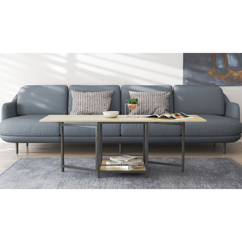 Стіл журнальний трансформер Куб Комбо Ferrum-decor 540x532x500 Чорний метал ДСП - Дуб Сонома 16 мм (FRD-105153)