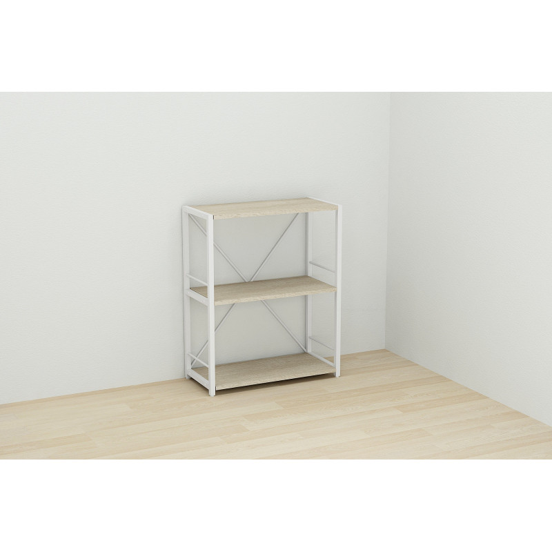 Етажерка 3/60 Ferrum-decor Серії Конект 75x60x28 білий ДСП Дуб Сонома 16мм (FRD-104263)