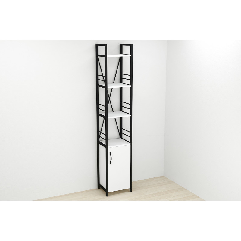 Етажерка 4/34 Ferrum-decor Серії Конект із тумбою 179x34x28 Чорний ДСП Біле (FRD-104463)