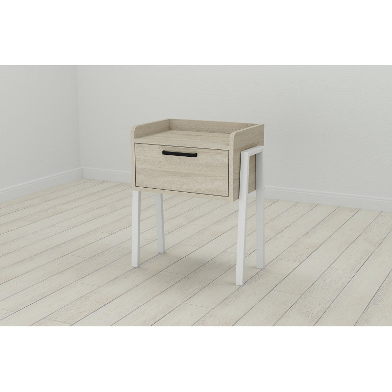 Модульна тумба Ferrum-decor Бетті 540x450x320 метал Білий ДСП Сонома 16 мм (FRD-102993)