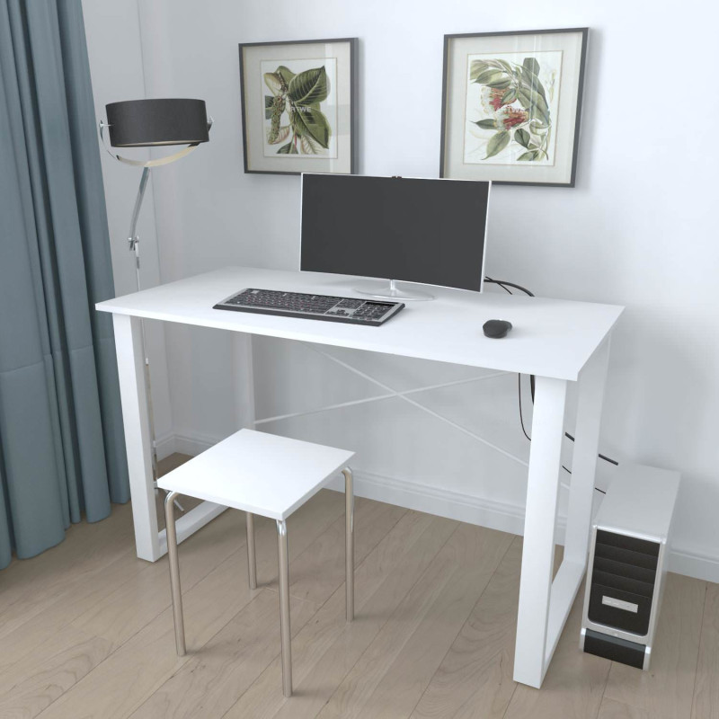 Письмовий стіл Ferrum-decor Драйв 750x1400x600 Білий метал ДСП Біле 16 мм (FRD-103143)