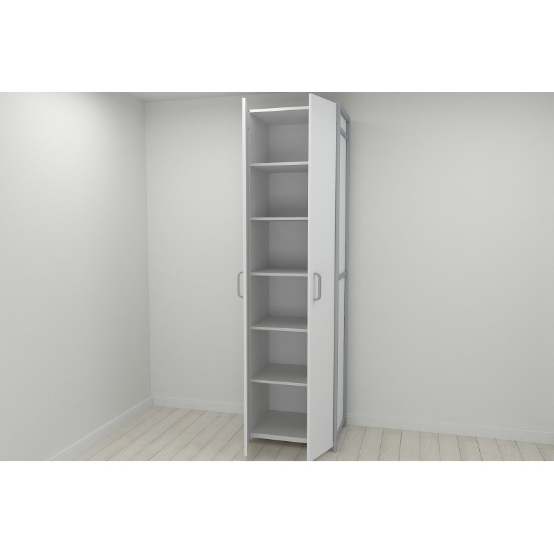 Шафа Гардероб Уні секція 7 серії Конект Ferrum-decor 220x60x50см Сірий метал ДСП Білий 16 мм (FRD-104563)