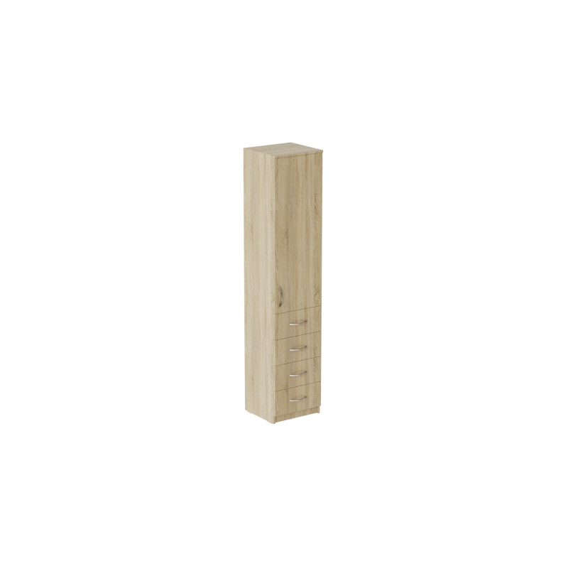 Пенал Анжело Ferrum-decor на 3 полки с дверью и 4 ящиками 1900x400x380 ДСП Дуб Сонома 16 мм (FRD-104933)