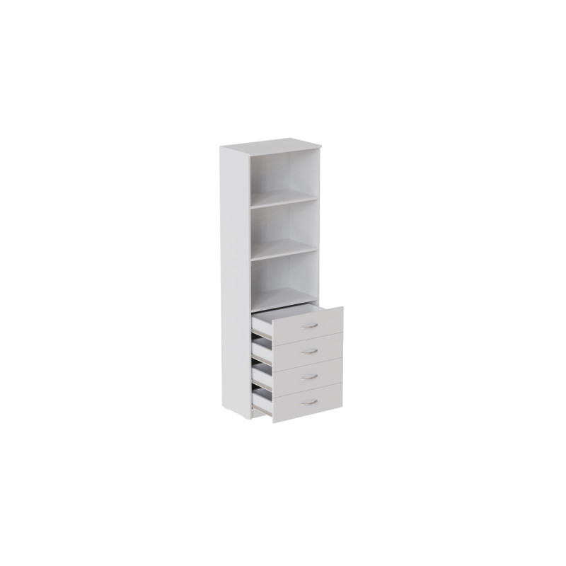 Шкаф Анжело Ferrum-decor на 3 полки с 4 ящика 1900x600x380 ДСП Белое 16 мм (FRD-104983)