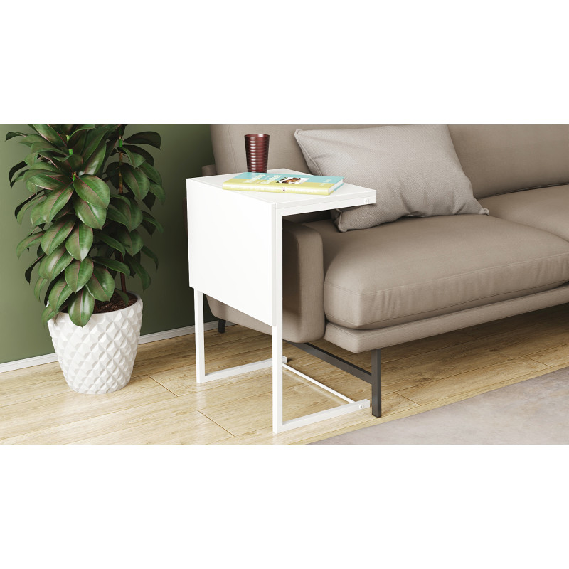 Стіл журнальний приставний Террі Комбо Ferrum-decor 345x662x440 Білий метал ДСП Біле 16 мм (FRD-105143)