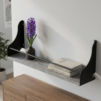 Полка настенная Ferrum-decor Изи 260x700x150 металл Черный ДСП Бетон 16 мм (FRD-102953)