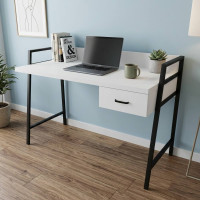 Письмовий стіл Ferrum-decor Комфорт 750x1200x600 Чорний метал ДСП Біле 32 мм (FRD-103443)