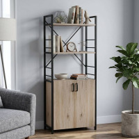 Етажерка 3/60 Ferrum-decor Серії Конект з тумбою 144x60x28 Чорний ДСП Сан-Марино (FRD-104443)