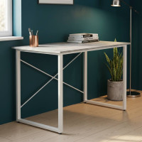Стол письменный Дейв Ferrum-decor 750x1200x600 Белый металл ДСП Бетон 16 мм (FRD-106441)