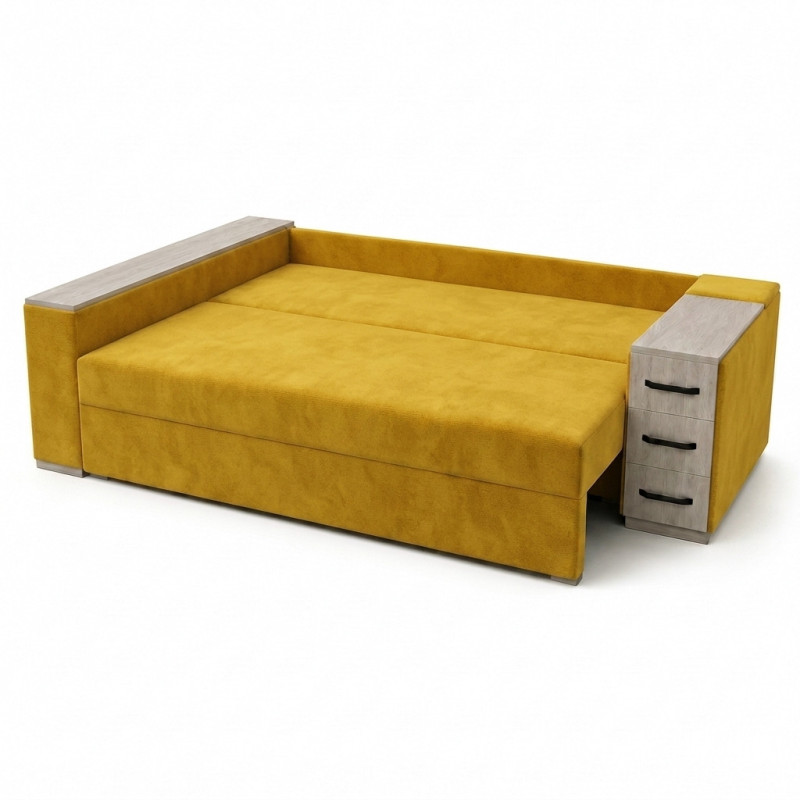 Кутовий ортопедичний диван Мекко Cube Shuttle NOVO 2650*1650 Pocket Spring Cocos II категорія Allure Premium Yellow (MEK-161478)