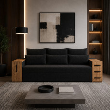 Диван розкладний ортопедичний Мекко President 2650×1155 мм Pocket Spring Cocos IV категорія Bestseller Graphite (MEK-161037)