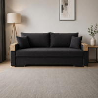 Ортопедичний розкладний диван Мекко Reston 2250×960 Lux III категорія Austin 21 Black (MEK-161178)